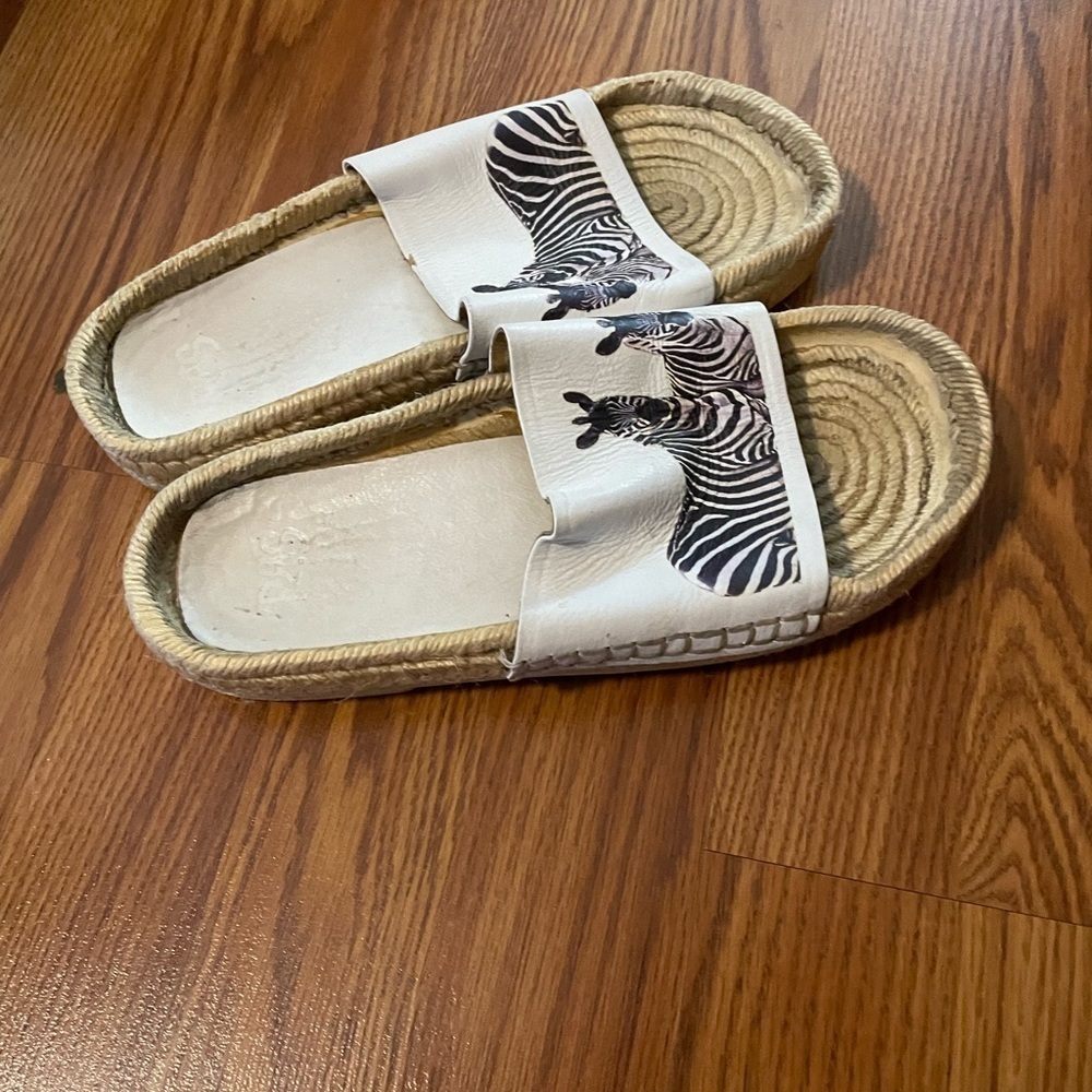 Ras Zebra Print Leather espadrilles Size 39 US Size 8.5 - Picture 3 of 7